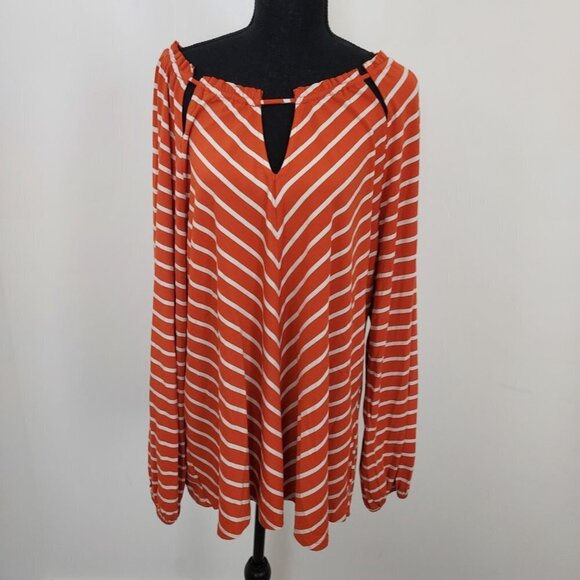 Chico's Size 16 Striped Peek-a-boo Peasant Top - Picture 10 of 10